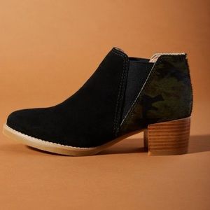 Anthropologie All Black brand Camo Booties